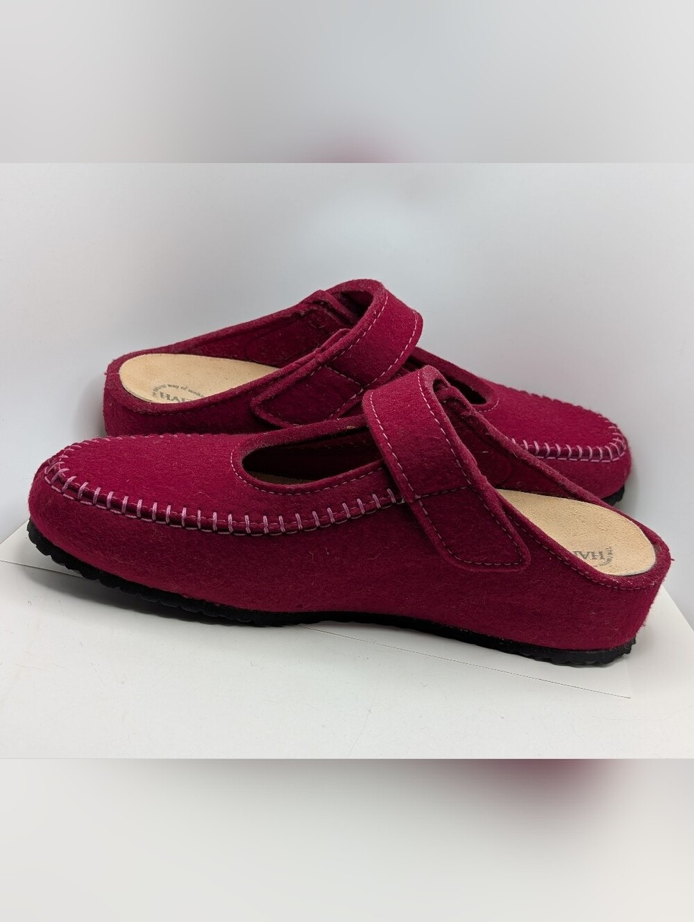 Haflinger Fuchsia Wool Mary Jane Clog
